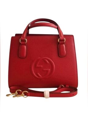 Gucci Soho Red Leather Top-Handle Satchel with Detachable Strap-Like New